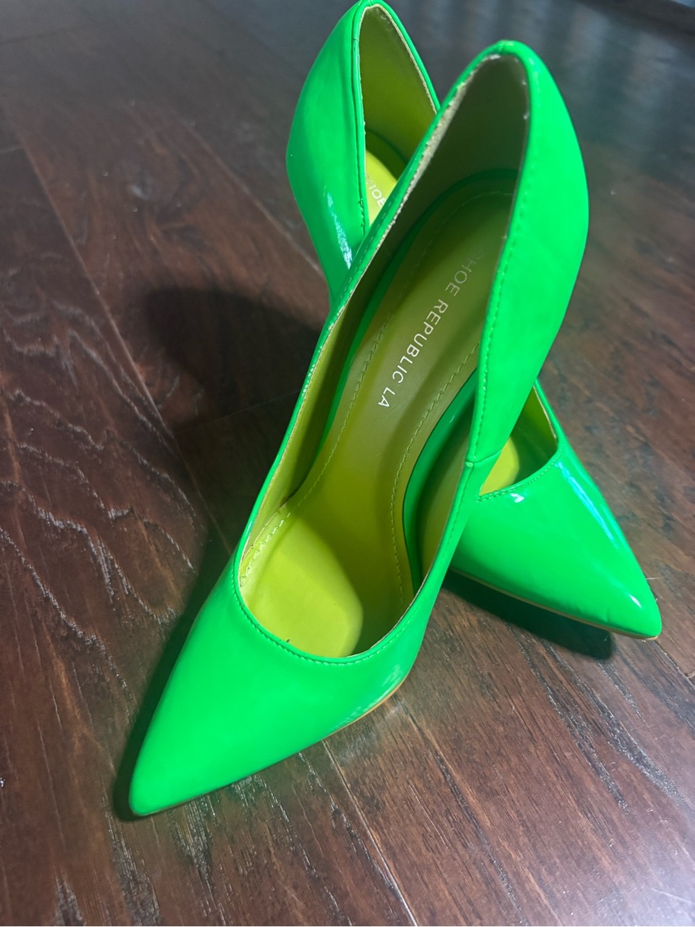 Shoe Republic LA Neon Green Patent Pointed Pumps